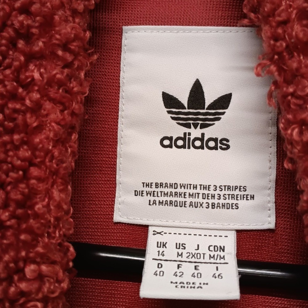Adidas‎ Originals Women's Burgundy Sherpa Fleece Half Zip Pullover Size M - Picture 7 of 10
